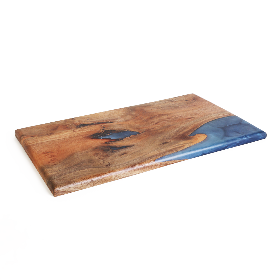 Wood Resin Blue Serving Tray