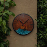 Modern Wood Wall Clock - Wood and Resin